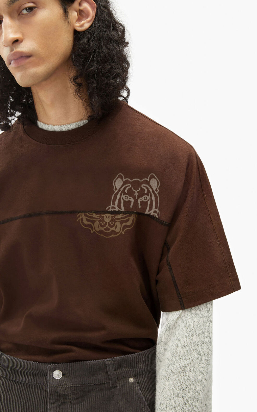 Kenzo K Tiger oversized Póló Férfi Sötét Barna | ID.775133